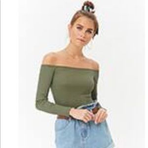 Ribbed Off-the-Shoulder Bodysuit